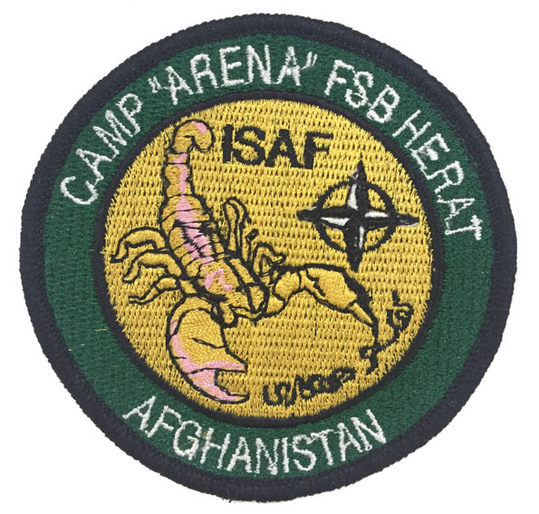 Escudo bordado Afganistan ISAF " Camp Arena FSB-HERAT  verde